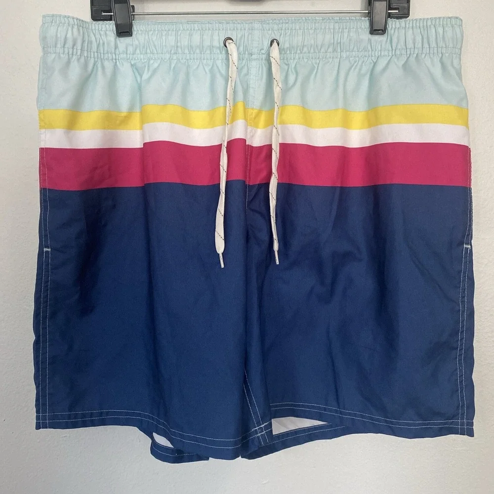 City Streets Board Shorts Mens Extra Large Striped Surf Swim Beach Trunks‎